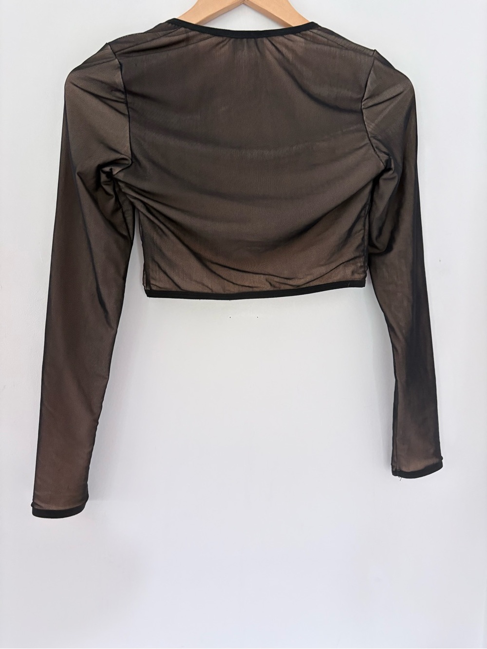 EDIKTED Megan Corset Boning Crop LS Top Black Mesh Nude Underwire Accent NWOT M - Picture 12 of 14